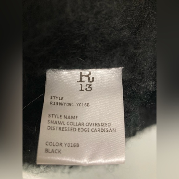 R13 Shawled Cashmere Distressed Edge Cardigan - Black. $1995 - Picture 10 of 16